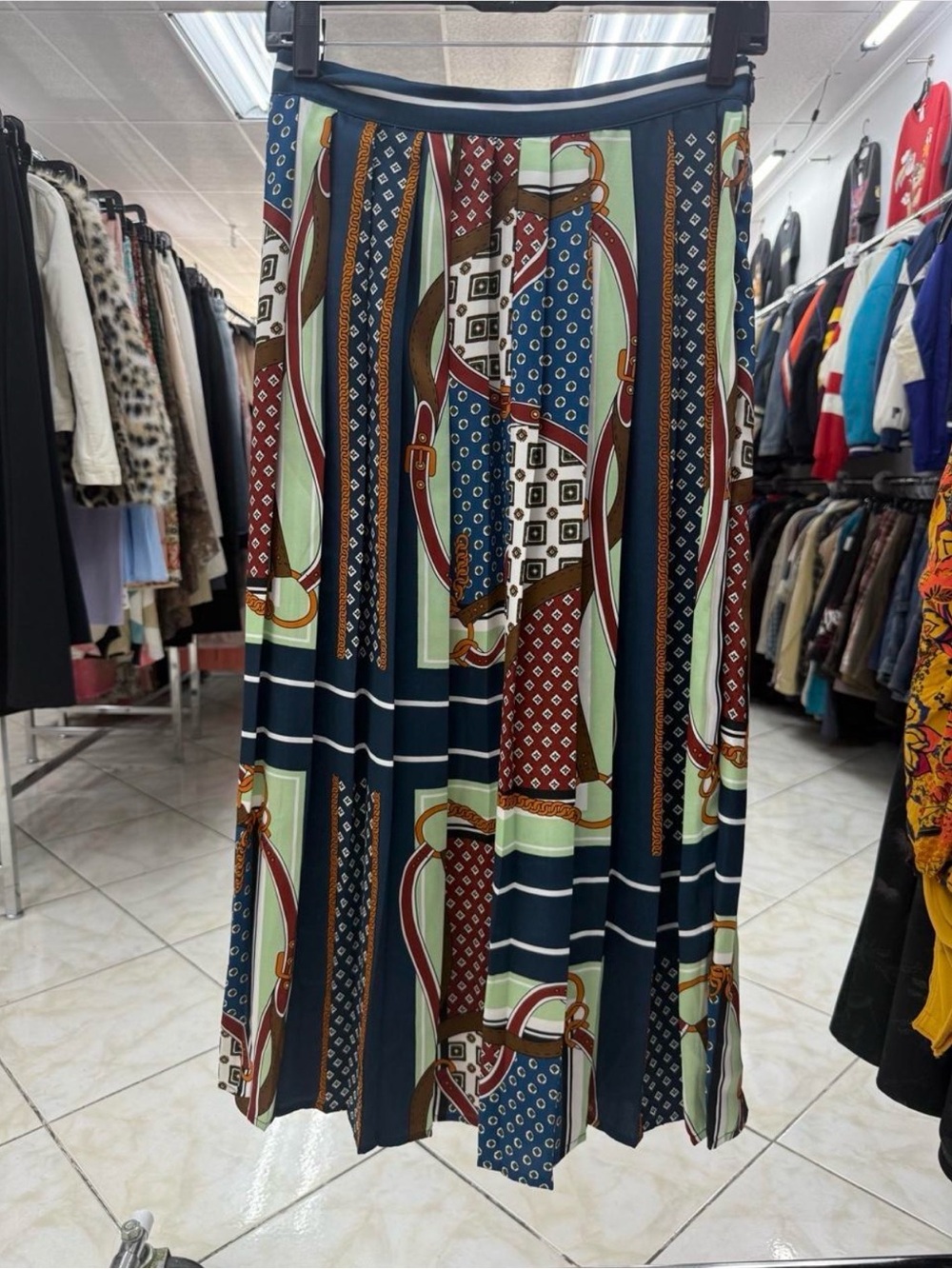 Zara Multicolor Pattern Midi Skirt Sz S